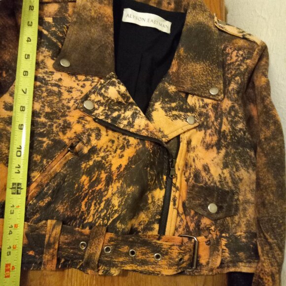 Alyson Eastman Distressed Cropped Lamb Leather Motorcycle Jacket Size S Rare - Picture 14 of 16
